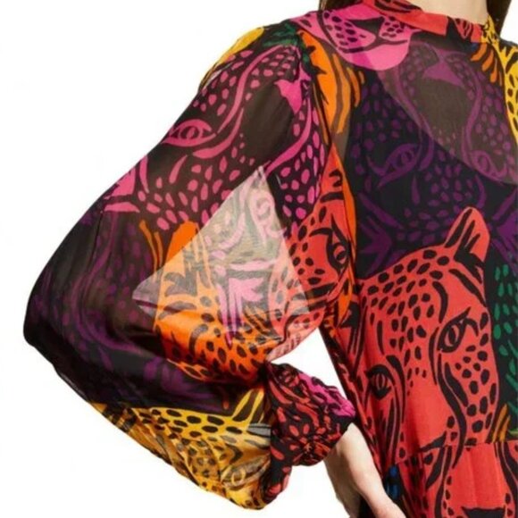 Farm Rio Women's Orange Midnight Leopards Maxi Dress - Picture 9 of 11